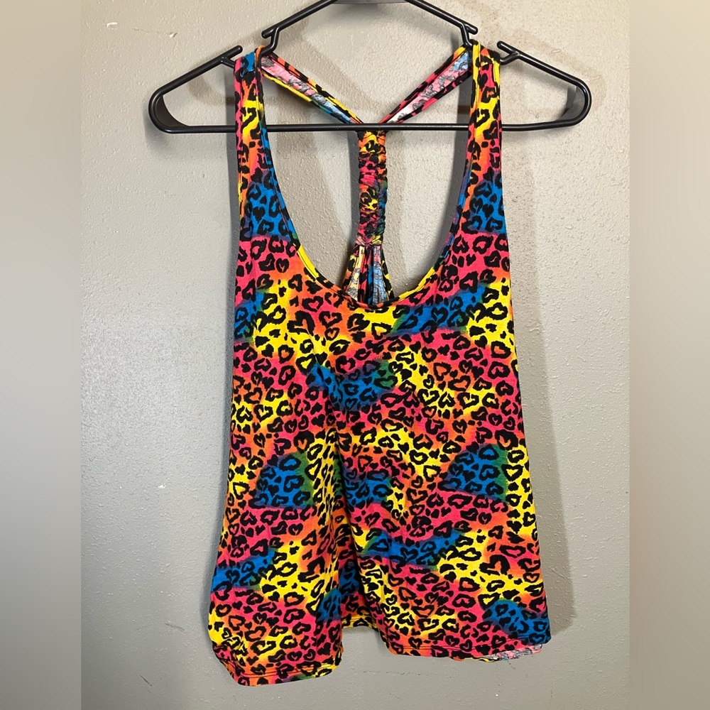 Rue 21 Razorback tank cheatah print, rainbow color, extra large